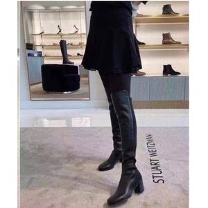 NEW Stuart Weitzman City Block Boot Over The Knee  Nappa Leather/Gabardine Boot